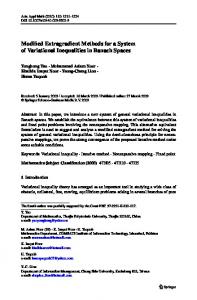 Modified Extragradient Methods for a System of ... - Springer Link