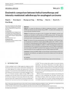 modulated radiotherapy for esophageal ... - Wiley Online Library