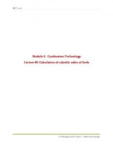 Module 5: Combustion Technology Lecture 34: Calculation of calorific