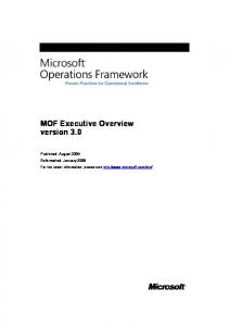 MOF Executive Overview version 3.0