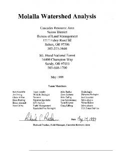 Molalla River Watershed Analysis