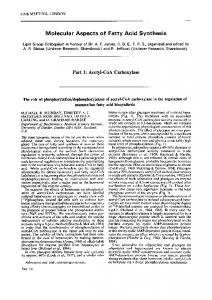 Molecular Aspects of Fatty Acid Synthesis