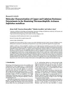 Molecular Characterization of Copper and Cadmium Resistance