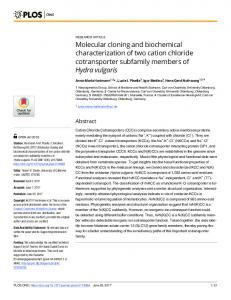 Molecular cloning and biochemical characterization of two ... - Plos