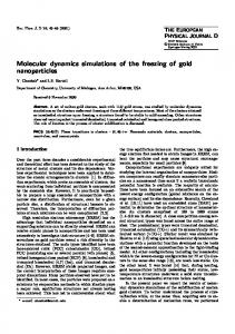 Molecular dynamics simulations of the freezing of