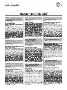 Monday 21st July 2008