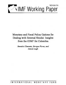 Monetary and Fiscal Policy Options for Dealing with ... - CiteSeerX