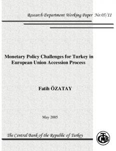 Monetary Policy Challenges for Turkey in European Union ... - TCMB