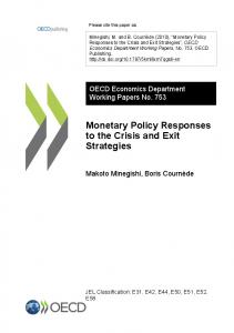 Monetary Policy Responses to the Crisis and Exit ... - OECD iLibrary