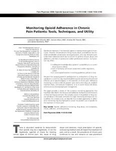 Monitoring Opioid Adherence in Chronic Pain Patients - Pain Physician