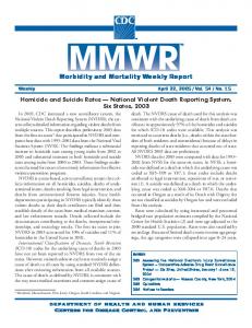 Morbidity and Mortality Weekly Report