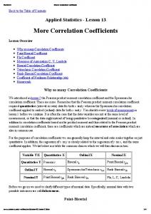 More Correlation Coefficients