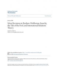 More Revisions in Realism: Hobbesian Anarchy, the ... - WesScholar