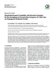 Morphobiochemical Variability and Selection Strategies for the ...