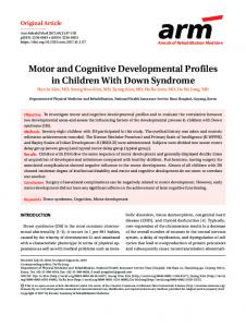 Motor and Cognitive Developmental Profiles in ... - KoreaMed Synapse