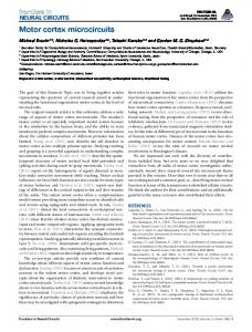 Motor cortex microcircuits - Frontiers