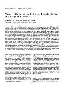 Motor skills in extremely low birthweight children