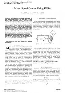 Motor Speed Control Using FPGA - IAENG