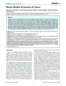 Mouse Models of Anemia of Cancer