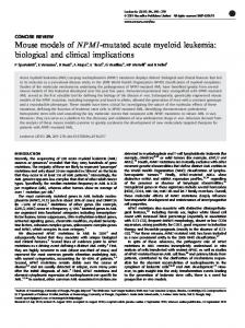 Mouse models of NPM1-mutated acute myeloid leukemia - Nature