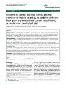 Movement control exercise versus general exercise ... - BioMedSearch