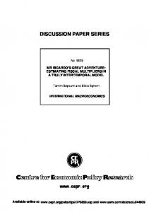 Mr Ricardo's Great Adventure: Estimating Fiscal Multipliers in a Truly ...