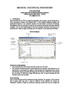 MS-EXCEL: STATISTICAL PROCEDURES - IASRI