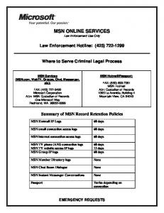 MSN Contact Information - Cryptome