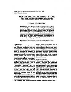 MULTI-LEVEL MARKETING - A TOOL OF RELATIONSHIP MARKETING