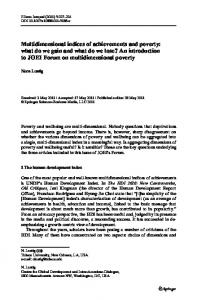 Multidimensional indices of achievements and poverty: what do we ...