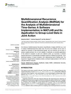 Multidimensional Recurrence Quantification ... - Semantic Scholar