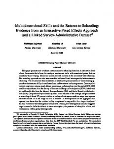 Multidimensional Skills and the Returns to Schooling - Census Bureau