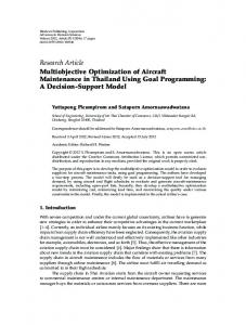 Multiobjective Optimization of Aircraft Maintenance in Thailand Using ...