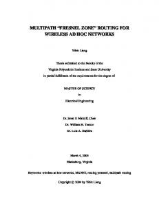 multipath fresnel zone routing for wireless ad hoc networks - CiteSeerX