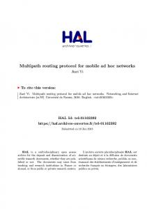 Multipath routing protocol for mobile ad hoc networks