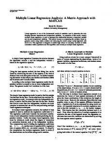 Multiple Linear Regression Analysis: A Matrix Approach with MATLAB