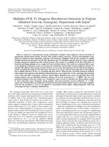 Multiplex PCR To Diagnose Bloodstream Infections in Patients ...