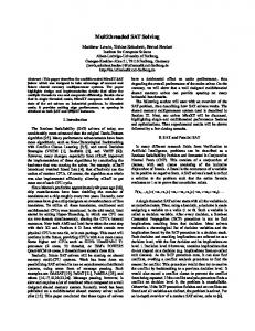 Multithreaded SAT Solving - CiteSeerX