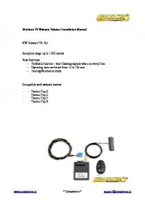 Multivan T5 Webasto Telestart Installation Manual VW Telestart T91 ...