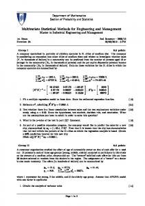 Multivariate Statistical Methods for Engineering and Management