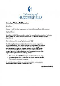 Mummy wouldn't do that - the University of Huddersfield Repository