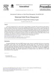 Municipal Solid Waste Management - ScienceDirect