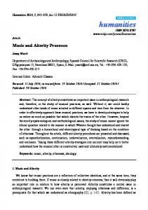 Music and Alterity Processes - MDPI