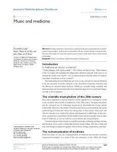 Music and medicine - Semantic Scholar