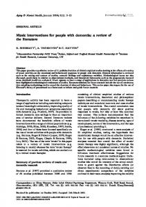 Music interventions for people with dementia: a review of ... - CiteSeerX