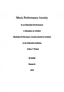 Music Performance Anxiety