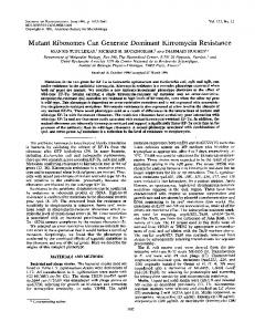 Mutant Ribosomes Can GenerateDominant Kirromycin Resistance