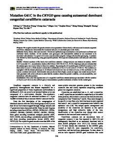 Mutation G61C in the CRYGD gene causing autosomal ... - CiteSeerX