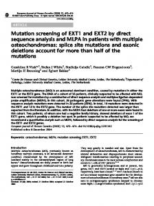 Mutation screening of EXT1 and EXT2 by direct sequence ... - Nature