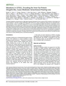 Mutations in OTOGL, Encoding the Inner Ear Protein ... - Cell Press